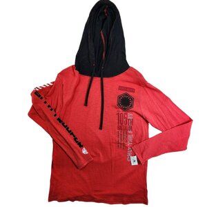Star Wars First Order Red & Black Hooded Long Sleeve Shirt, Men's Medium NWT